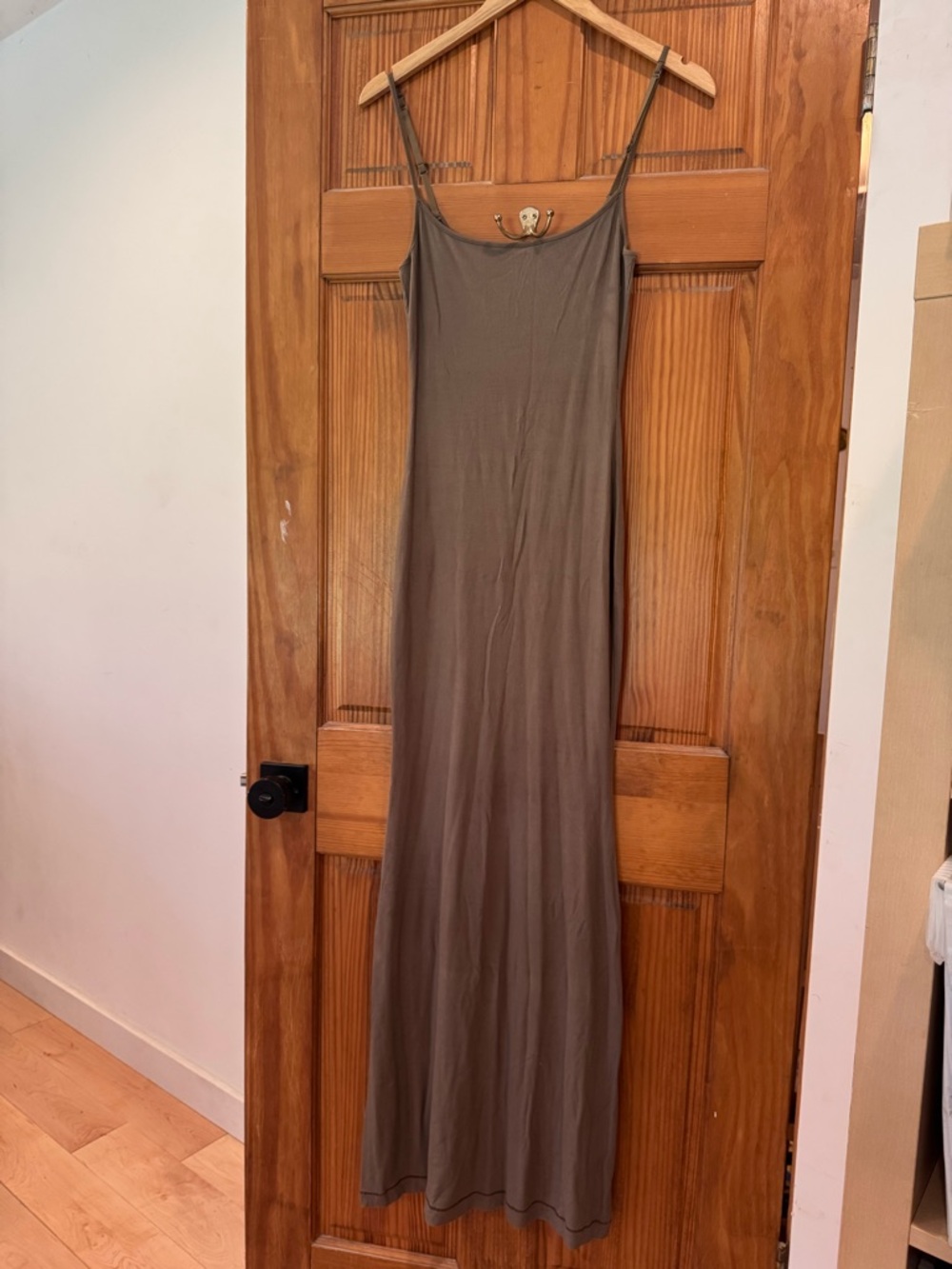 SKIMS olive ribbed Spaghetti Strap Maxi dress SZ L